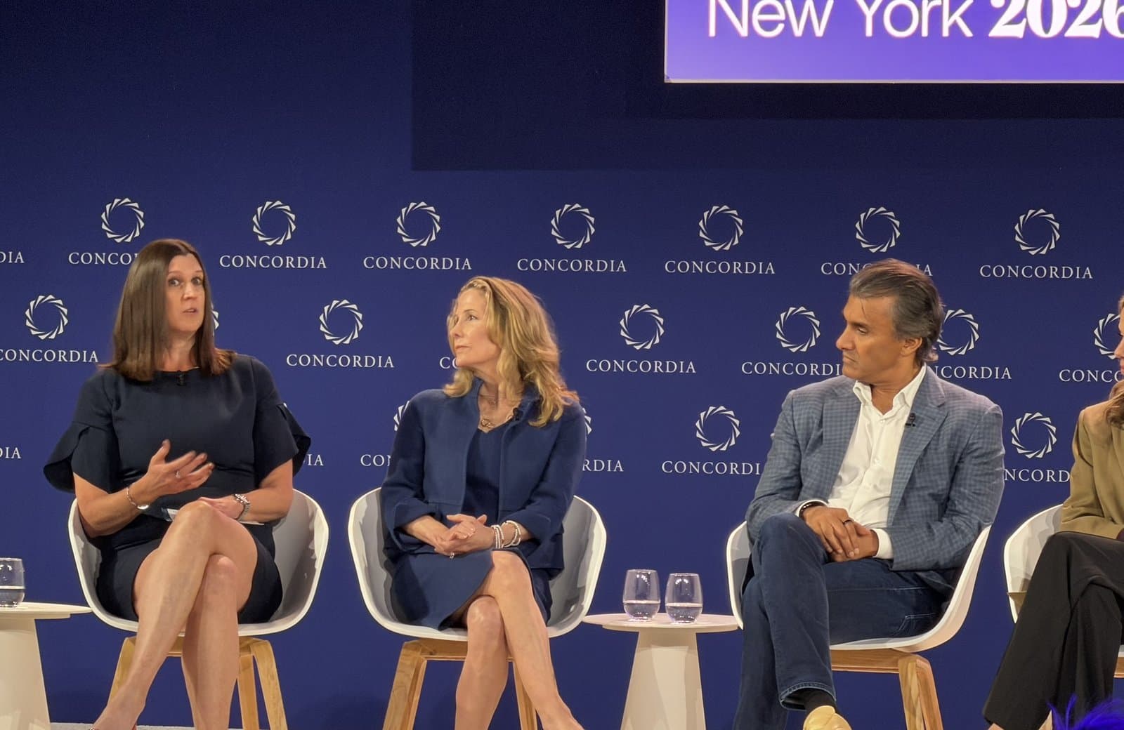 Krystal Sexton speaking on the Redefining the Career panel at the Concordia Annual Summit, New York, September 2026, with Jacqui Canney and Arun Gupta