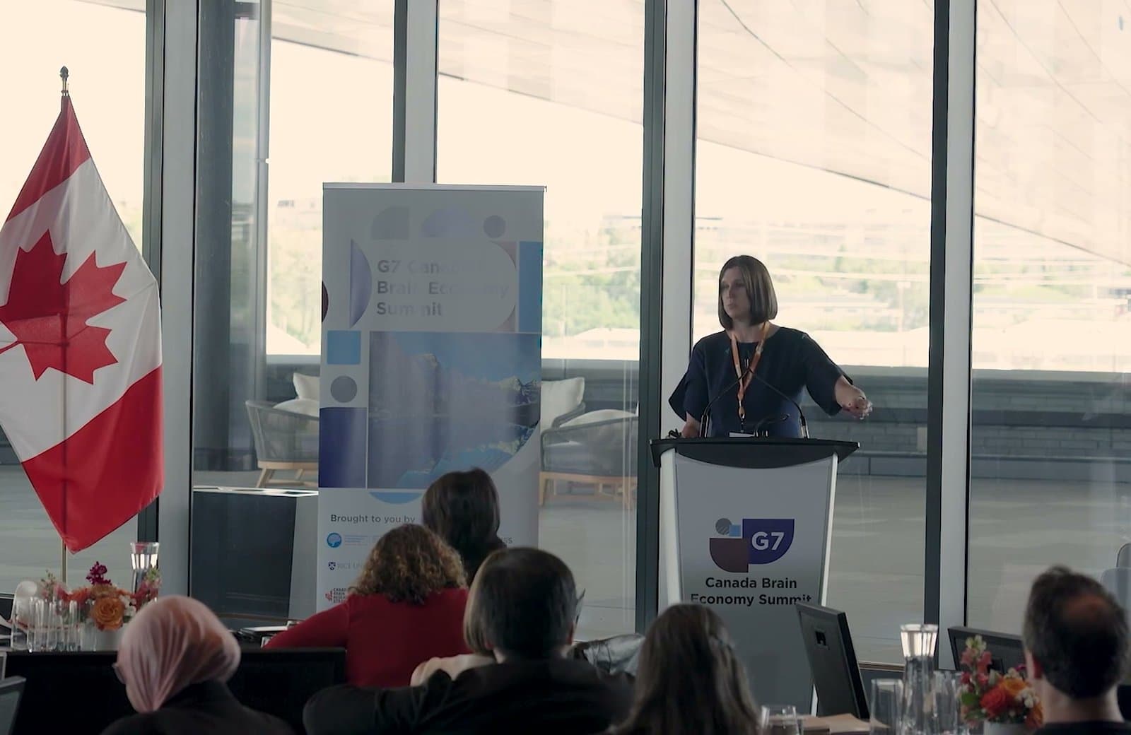 Krystal Sexton speaking at the G7 Canada Brain Economy Summit, Calgary, June 2025